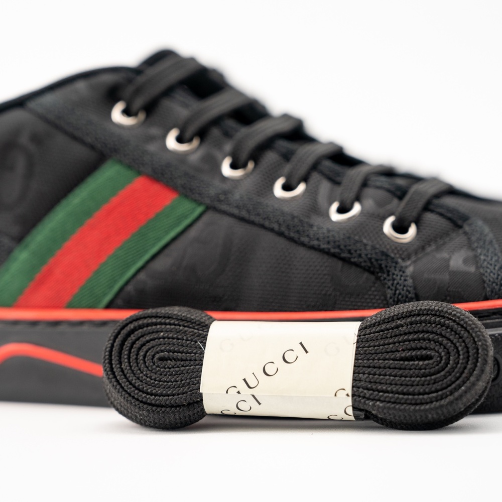 Size 13G 13.5 US  Gucci Tennis 1977 Off the Grid Low Black Canvas Sneakers GG - Picture 6 of 10